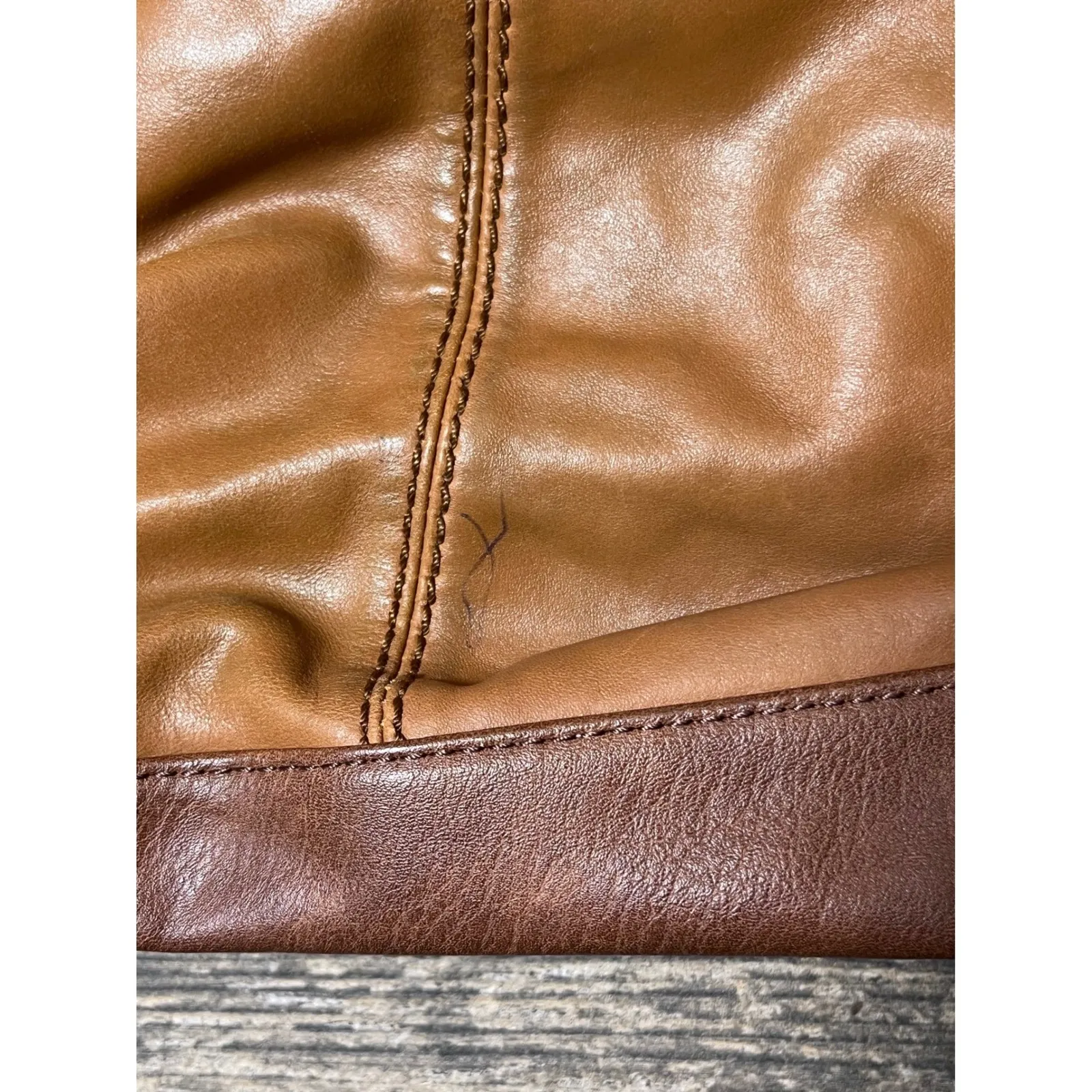 The SAK Ashland Cognac Tobacco Leather Hobo Shoulder Bucket Bag Crossbody Strap - Image 8