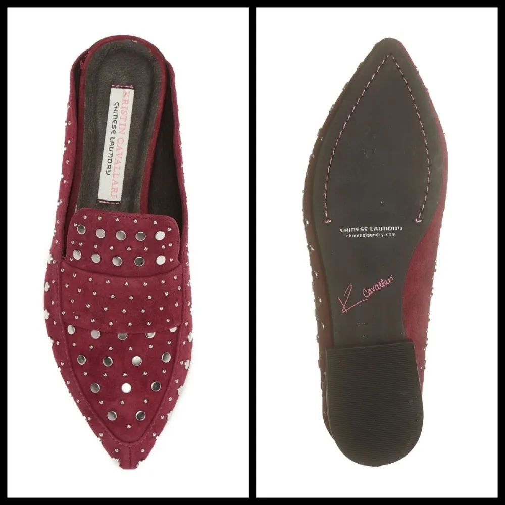 💕KRISTIN CAVALLARI💕 Suede Studded Loafer Mules ~ Amethyst 8.5 New in Box - Image 5