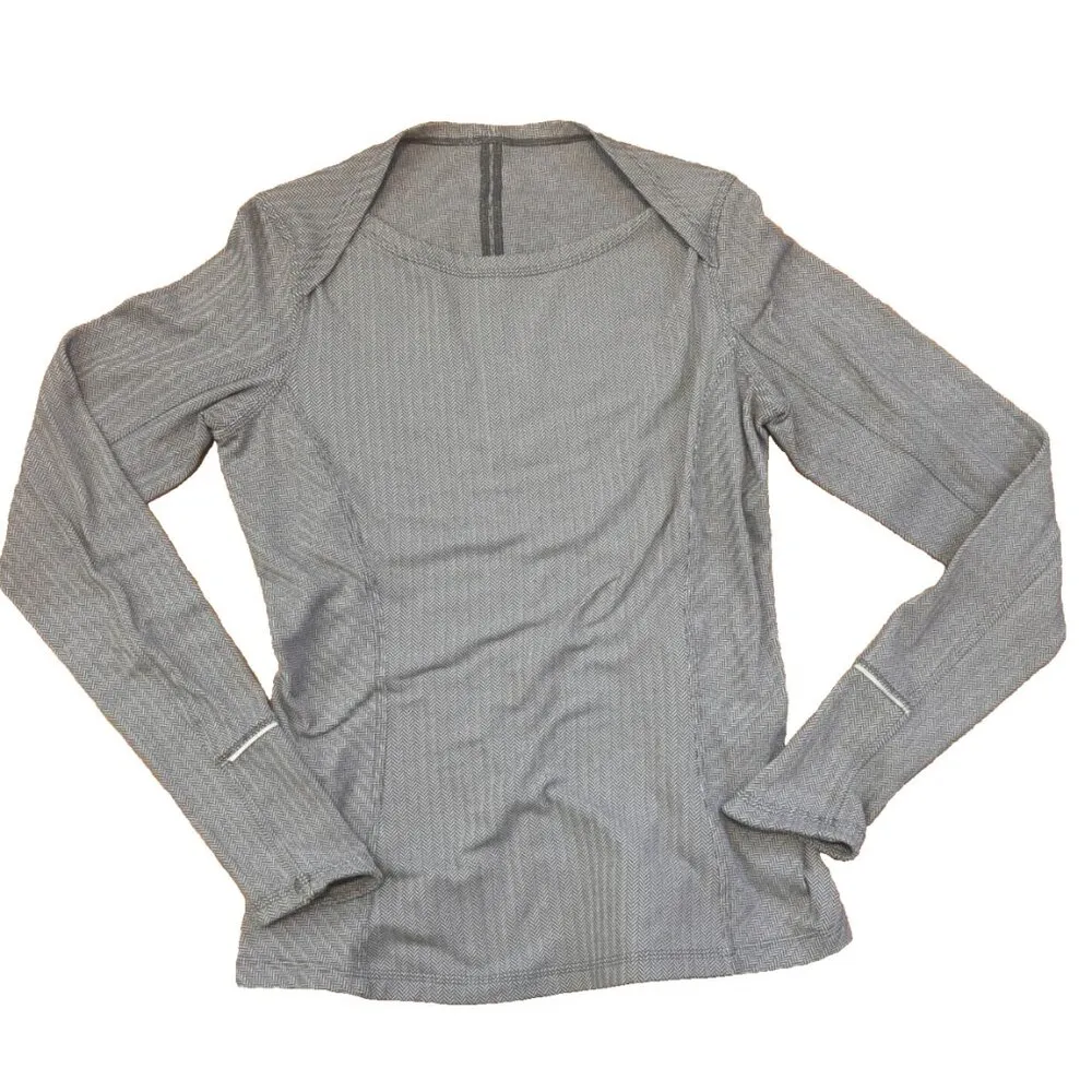 Lululemon Kanto Catch Me Womens 8 Long Sleeve Heathered Gray Athletic Shirt - Image 3