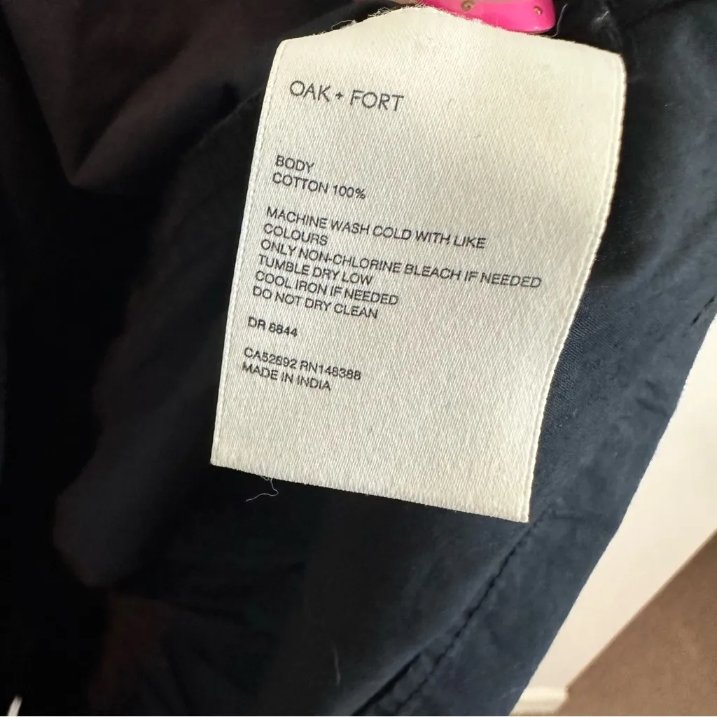 OAK + FORT Black Midi Dress with Puff Sleeves Ruffle Hem Size XS Women's - Image 6