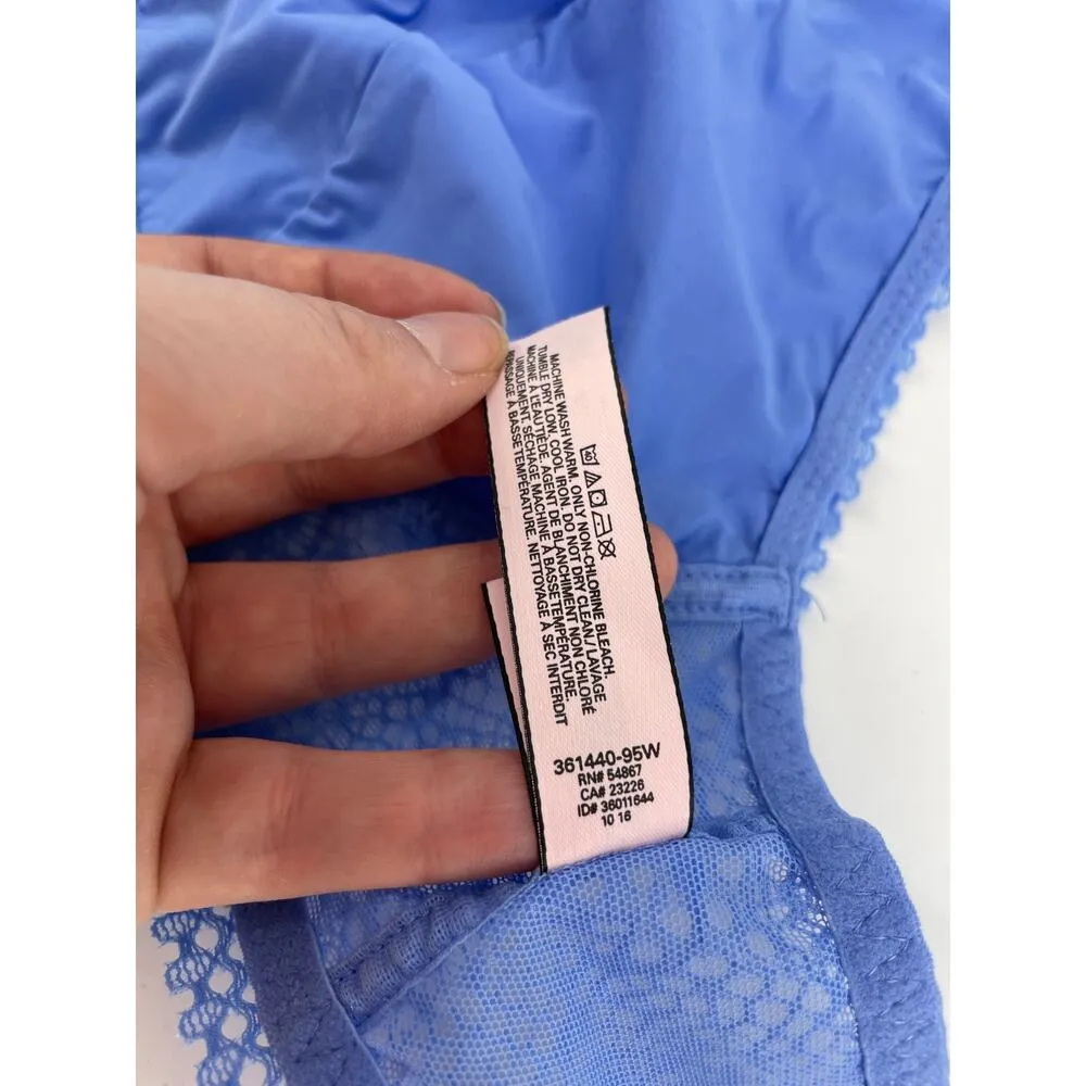 Victoria's Secret Bralette Womens Large Bra Powder Blue Lace Halter Unlined - Image 5