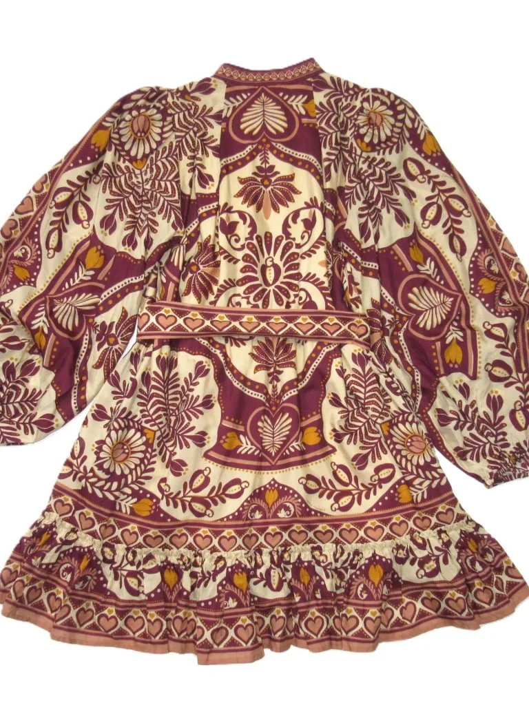 NWT Farm Rio x Anthropologie Long Puff Sleeve Belted Mini Swing Shirt Dress S - Image 7