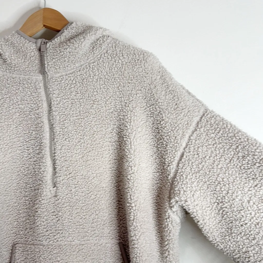 Old Navy Cozy Teddy Sherpa 1/2 Zip Moon Door (Cream/Tan) Tunic Hoodie size XL - Image 5