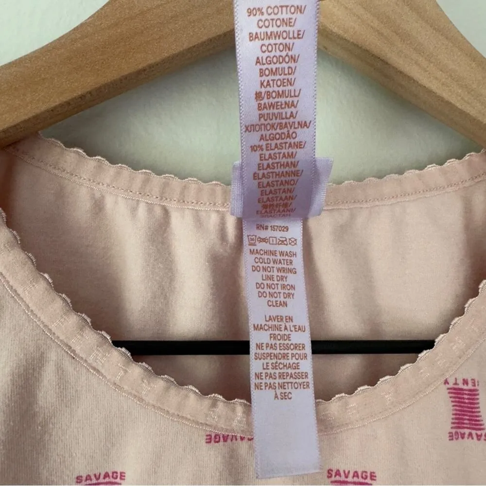 Savage X Fenty Cotton Jersey Crop Top Pink Ash X Link Print Short Sleeve Stretch - Image 10