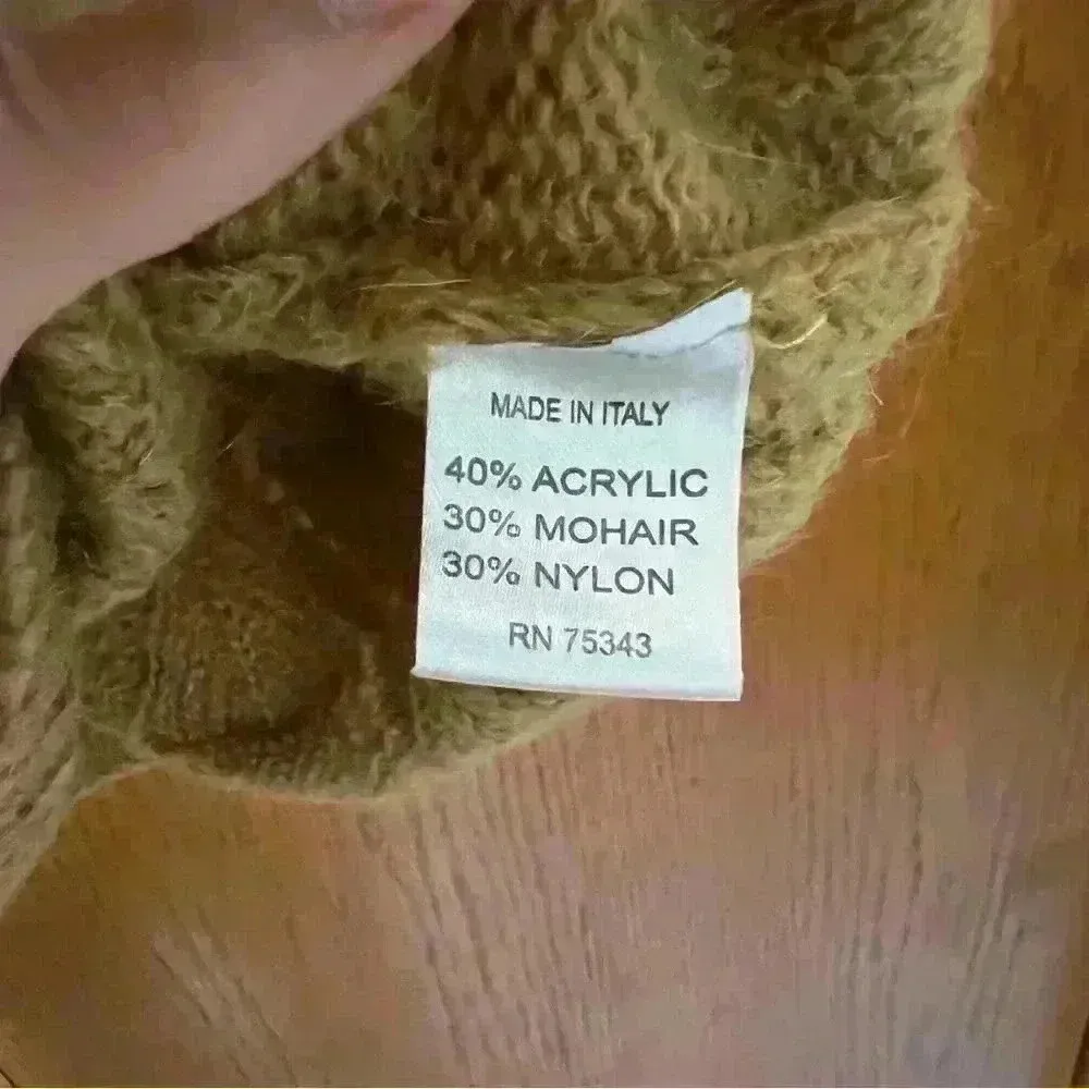 Elsamanda Italian Mohair blend pointelle cowl neck sweater M Gold Size M - Image 5