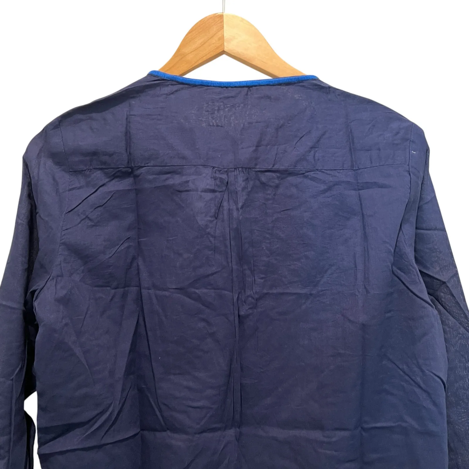 NEW Magazine Blue Embroidered VNeck Blouse Tassels Sz XL Colorful Boho Southwest - Image 6