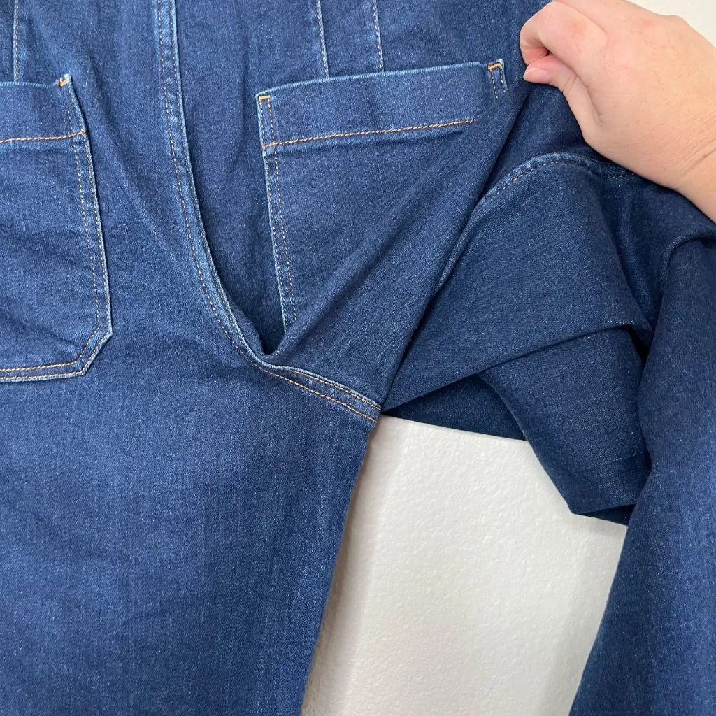 Maeve Anthropologie Wide-Leg Dark Wash Wide Leg Crop Jeans 31 raw hem - Image 8