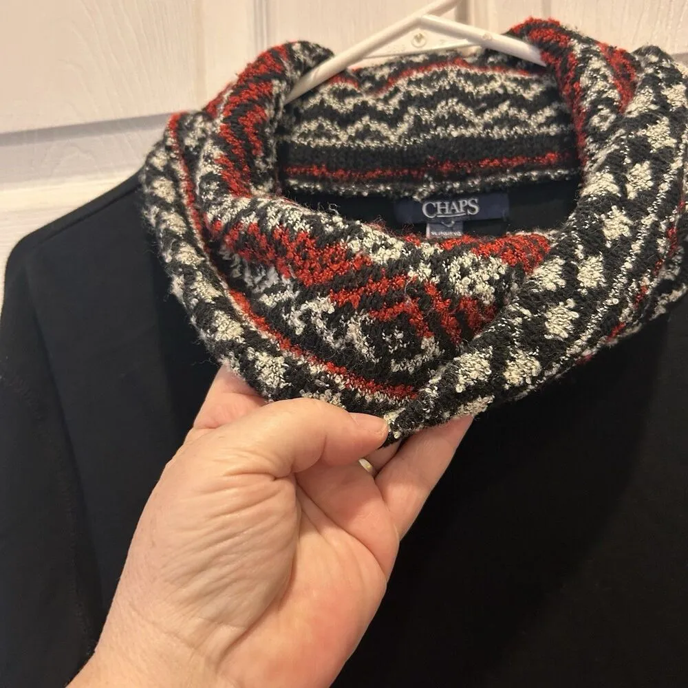 Chaps Women's Fair Isle Cowl Neck‎ Pullover Sweatshirt with Kangaroo Pockets XL - Image 4