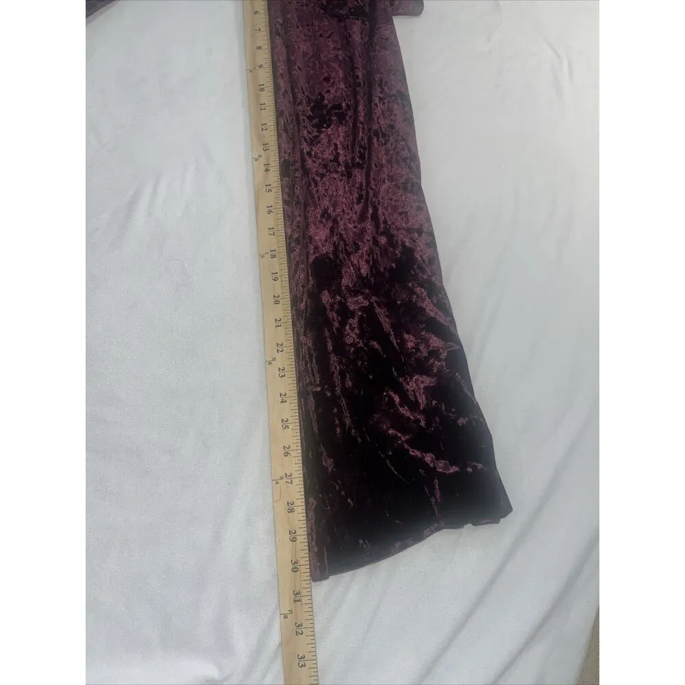 Arthur Tahari Deep Purple Crushed Velvet Off The Shoulder Jumpsuit Sz 6 - Image 9