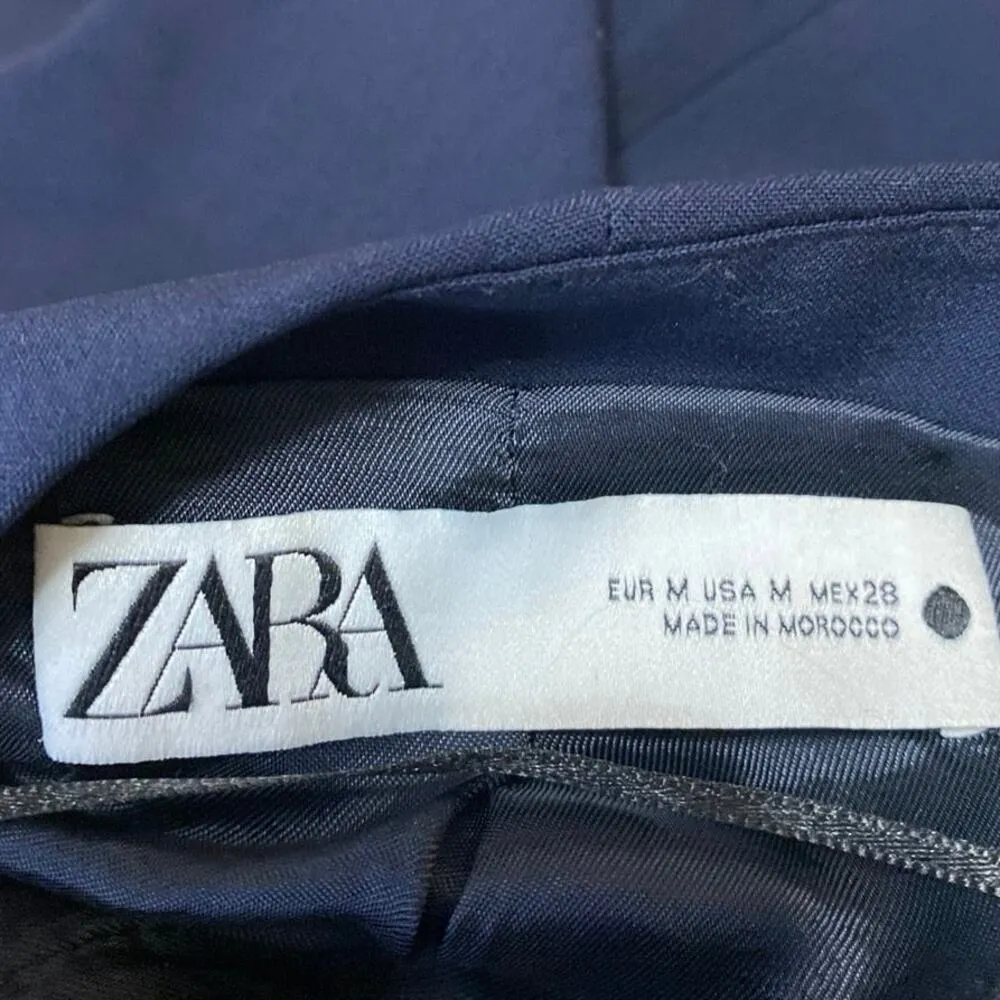 Zara Women's Blue Sleeveless V Neck Pocket Button Up Coat Jacket Vest Top Size M - Image 3