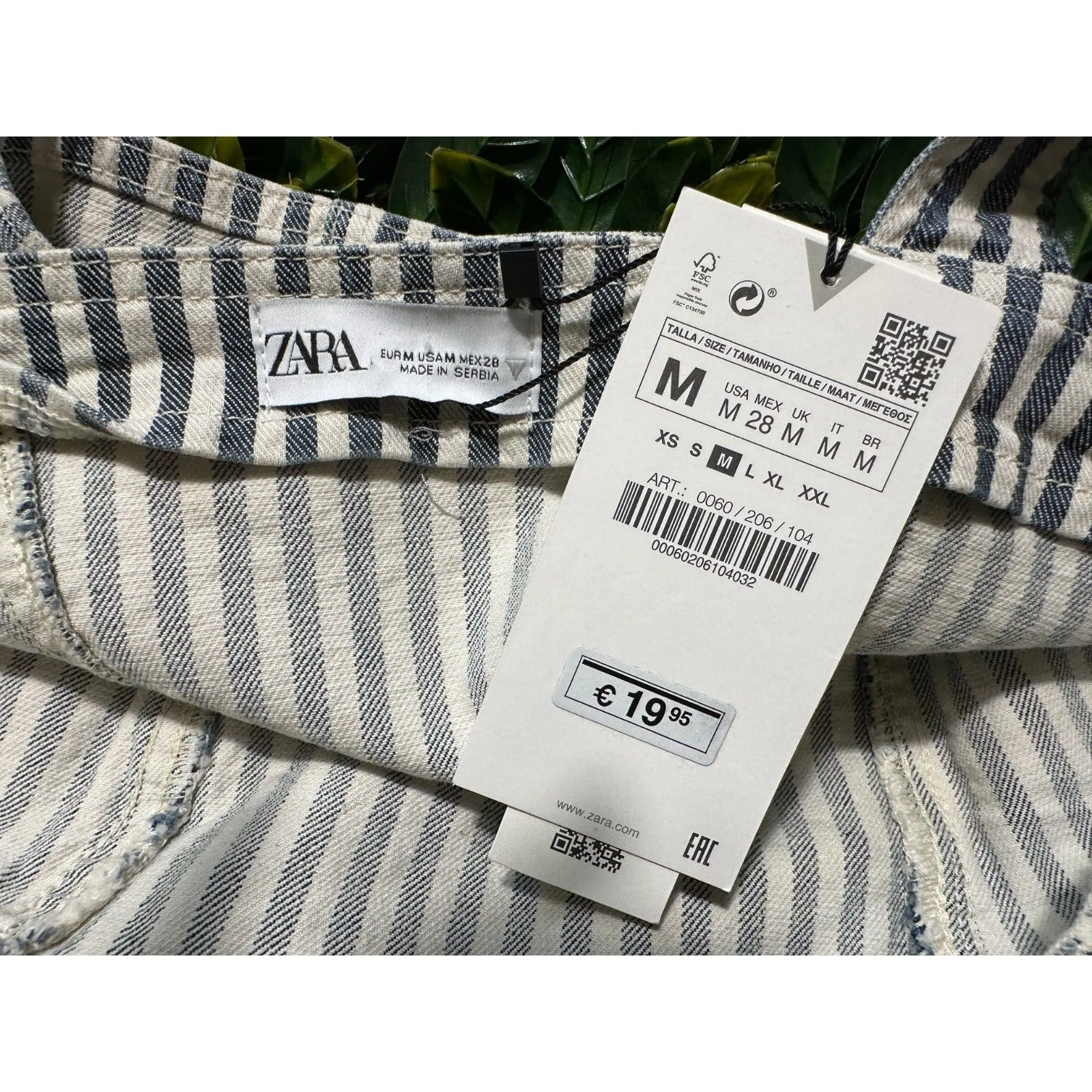 ZARA Blue and Whiet Striped Denim Crop Top Size Medium NWT - Image 4