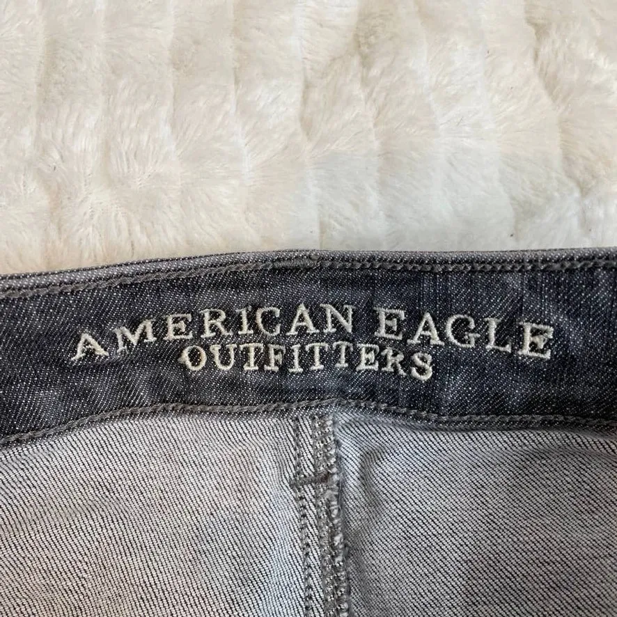 AMERICAN EAGLE High Rise‎ Festival Shorts Studded Washed Black Grey Cut Off 6 - Image 4