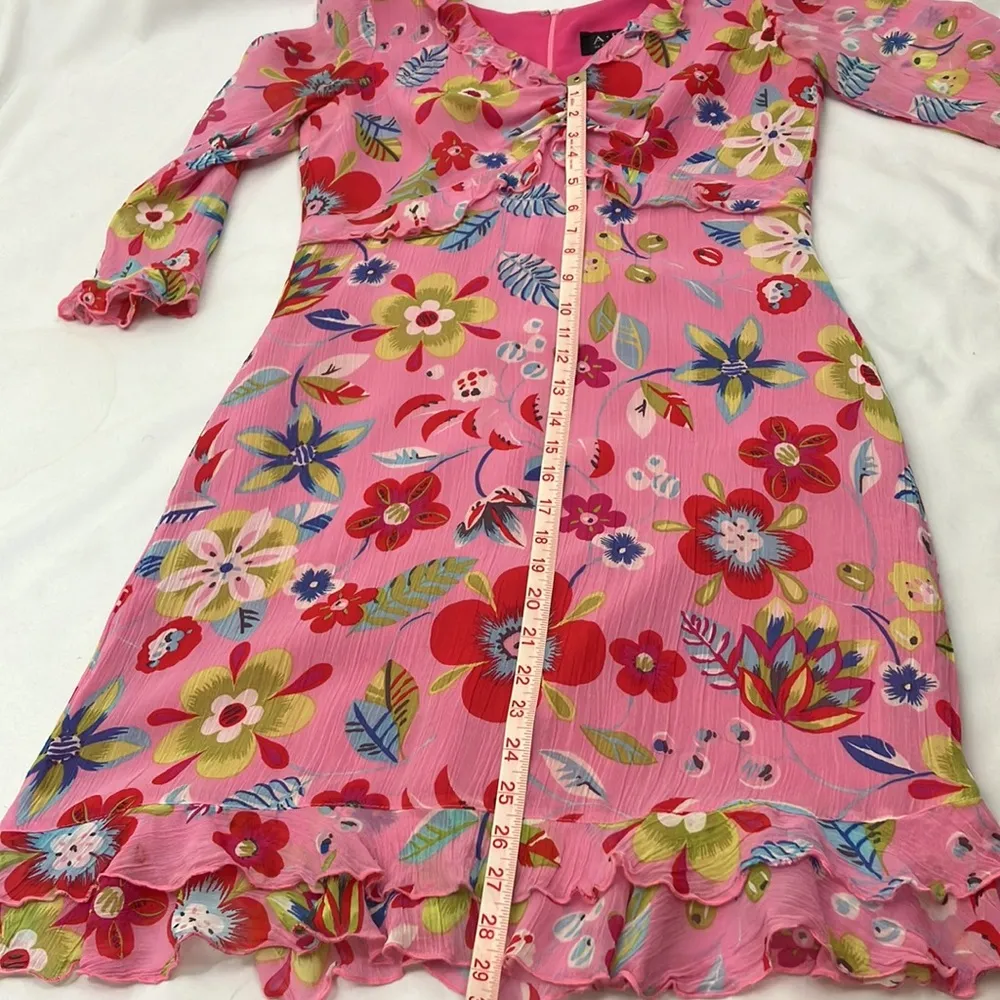 A.B.S by Allen Schwartz pink ditzy floral print mid length dress womans size 6 - Image 11