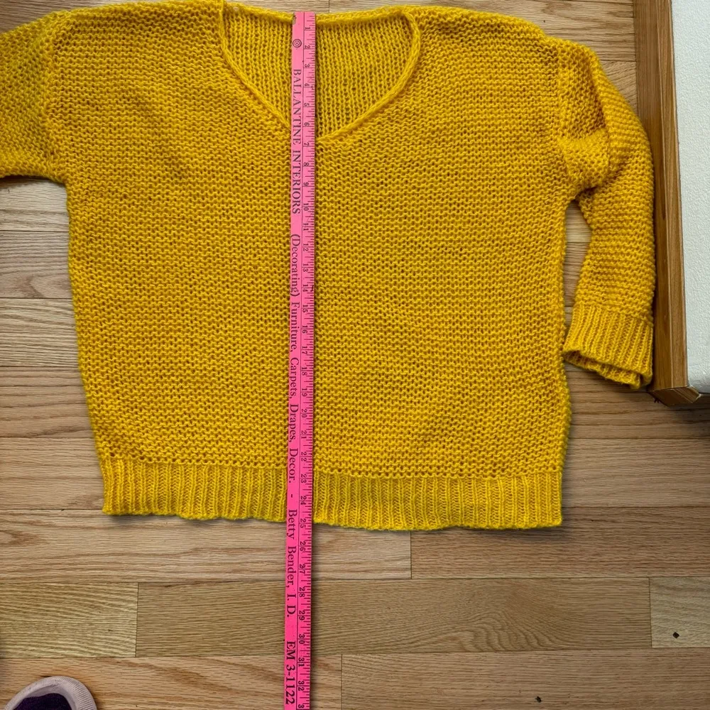 Womens Pullover V Neck Long Sleeve Warm Knitted Sweater Solid Oversized Jumpers Yellow Size L - Image 7