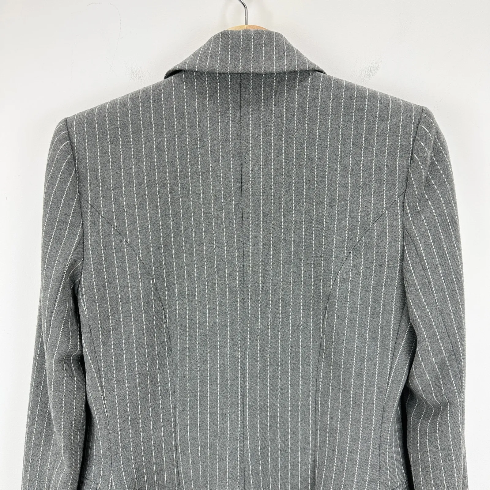 L'AGENCE Kenzie Double Breasted Blazer Jacket Pinstripe Gray Classic Preppy US 4 - Image 10