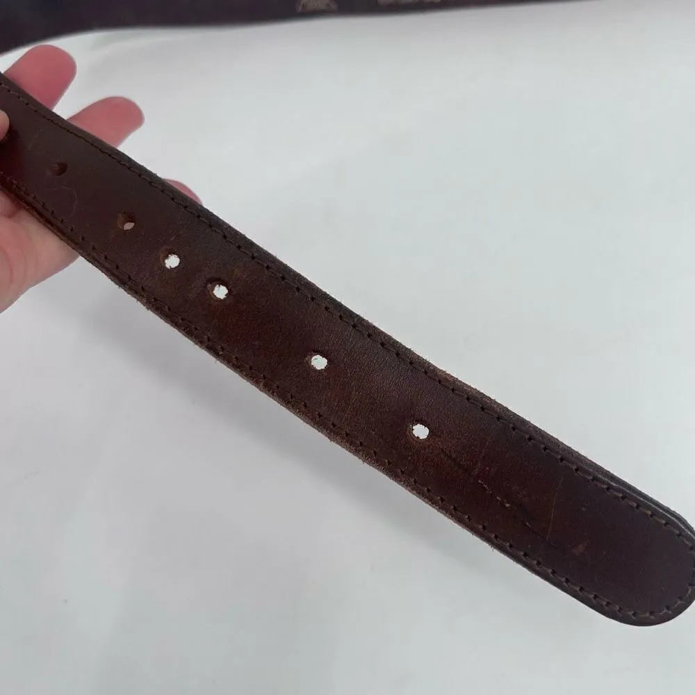 Vintage‎ Women's Real Leather Stitch Point Adjustable Buckle Belt Brown One Size - Image 9