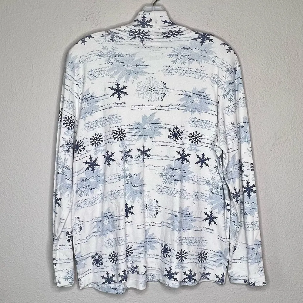 Bobbie‎ Brooks Snowflake Turtleneck Shirt White Size XL - Image 4