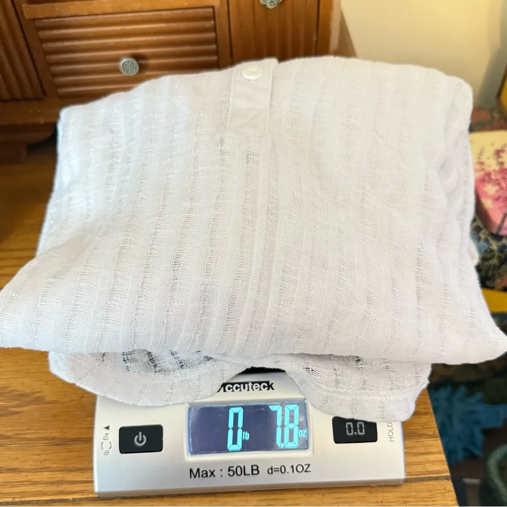 Billabong Sheer White Swim Coverup w/ Hood Size Small Roll Tab Sleeves Ruching - Image 11