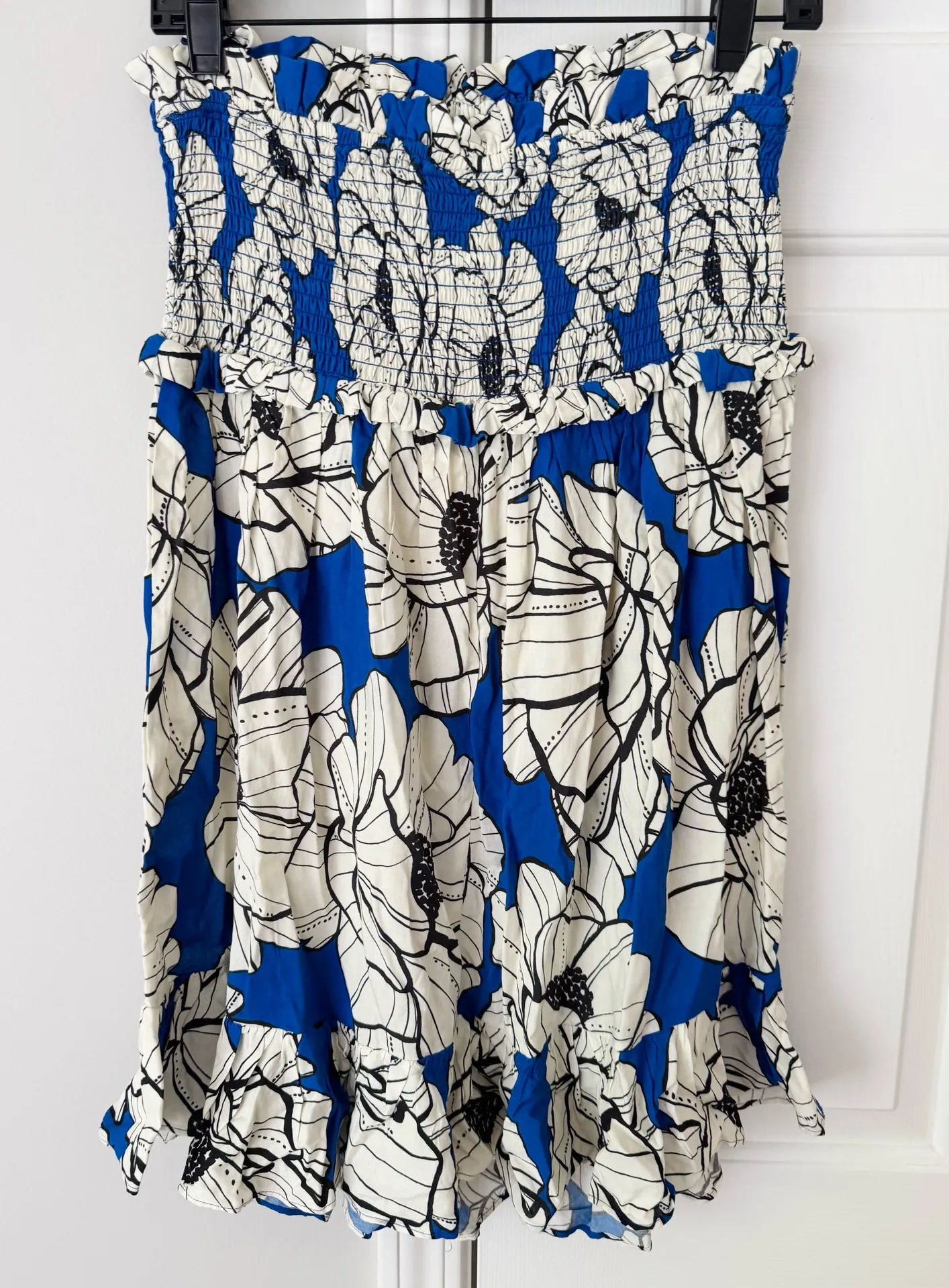 Farm Rio Floral Strapless Smocked Ruffle Mini Dress, Size S - Image 9