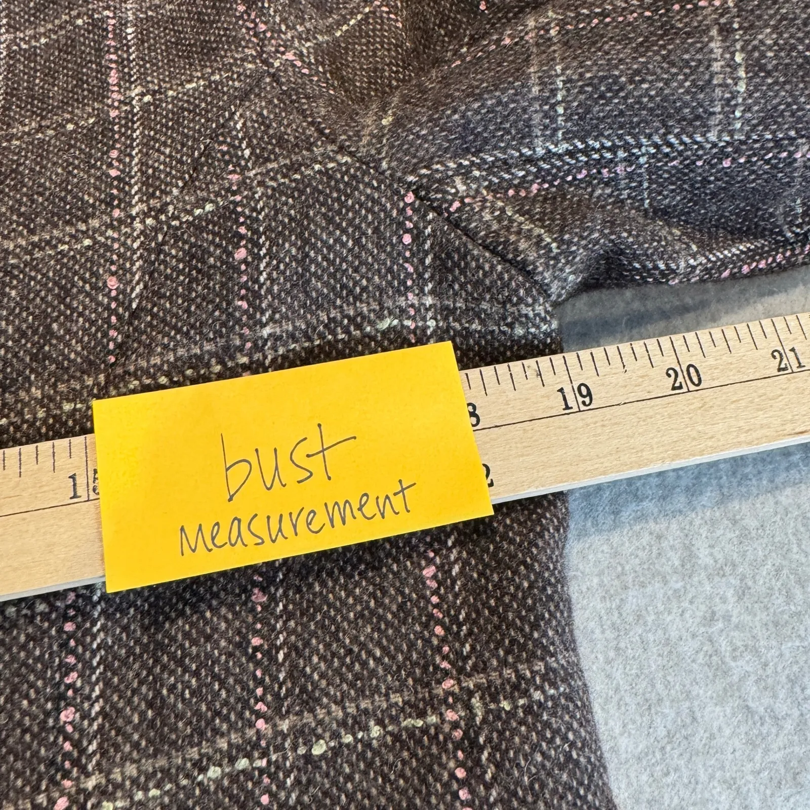 Vintage Y2K Maurices Tweed Preppy Jacket Womens M Brown Plaid Wool Blend Pockets - Image 13