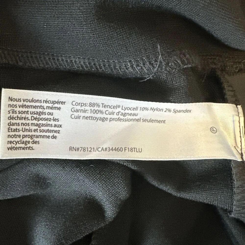 Eileen Fisher Black Lamb Leather Side Stripe Ponte Flare Crop Pants Plus Size 2X - Image 6