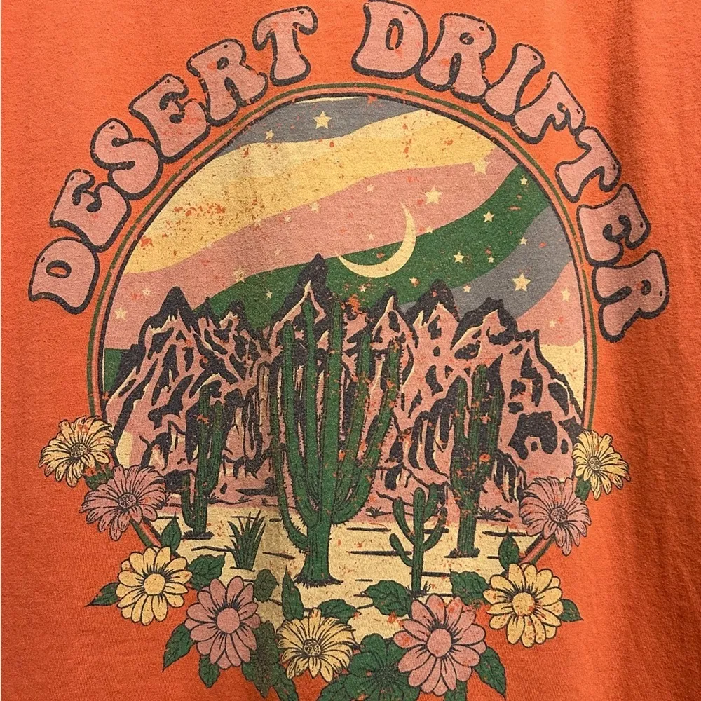 XL Vibes N’ Desert Drifter Distressed Graphic Tee Orange - Image 5