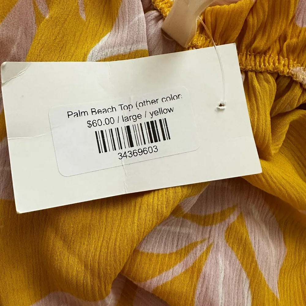 Tyche  New Sz L Yellow Pink Ruffled Off-Shoulder Blouse - Image 4