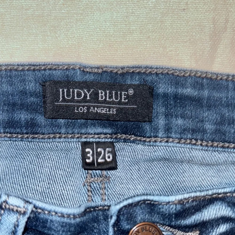 Blue Skinny Distressed Jeans with Rips and Full Length - Image 2