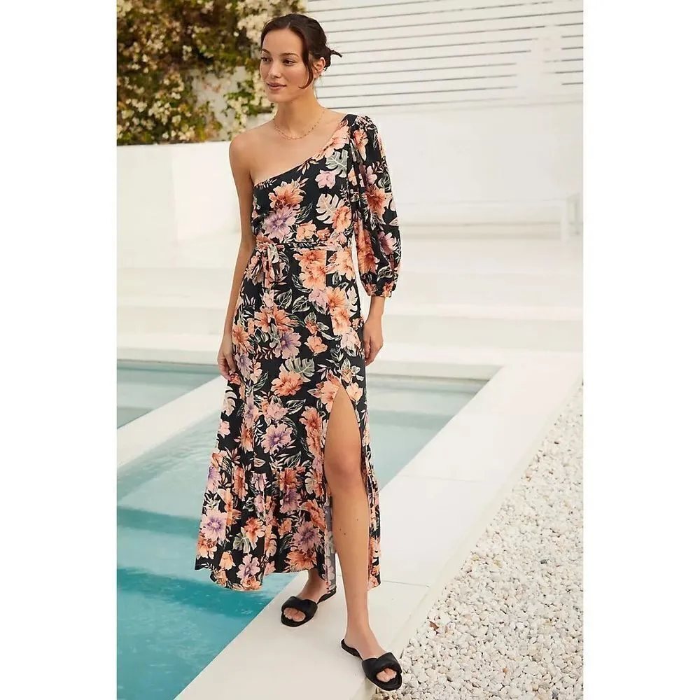 New. L*SPACE floral one shoulder maxi dress.  Size 6. Retail $150 - Image 9
