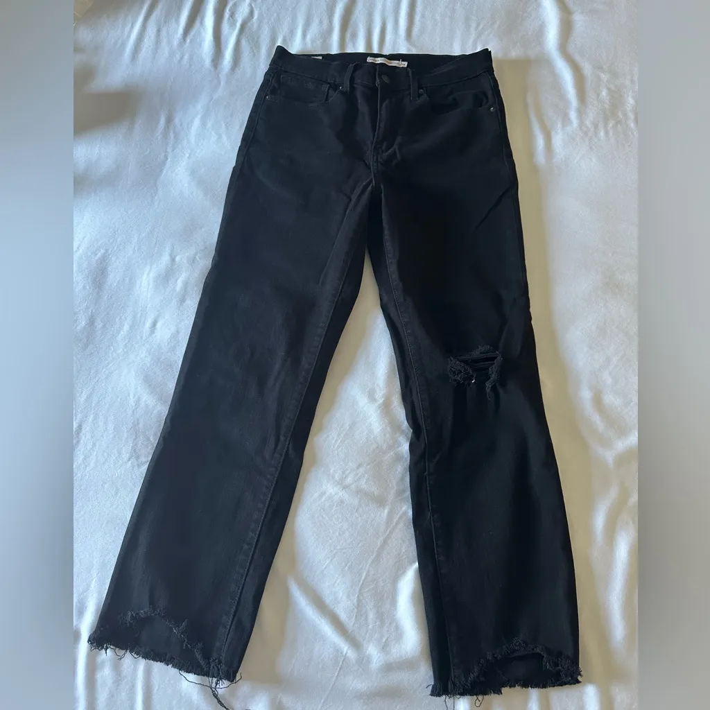 $98 Levi's Women's Premium 724 High Rise Straight Crop Jeans - Size 28 - Black - Image 6