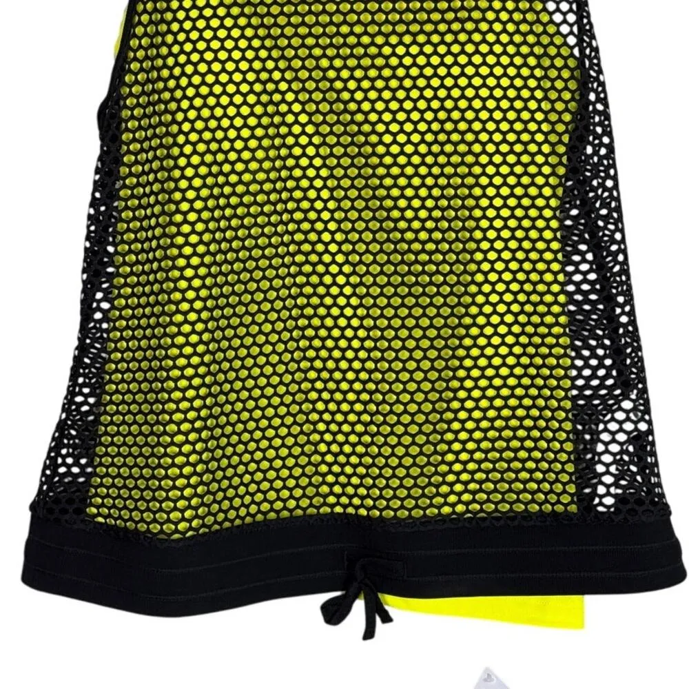 NWT Fabletics Neon Carly Workout Tank and Fishnet Cover XL Neon Yellow #3405 - Image 11