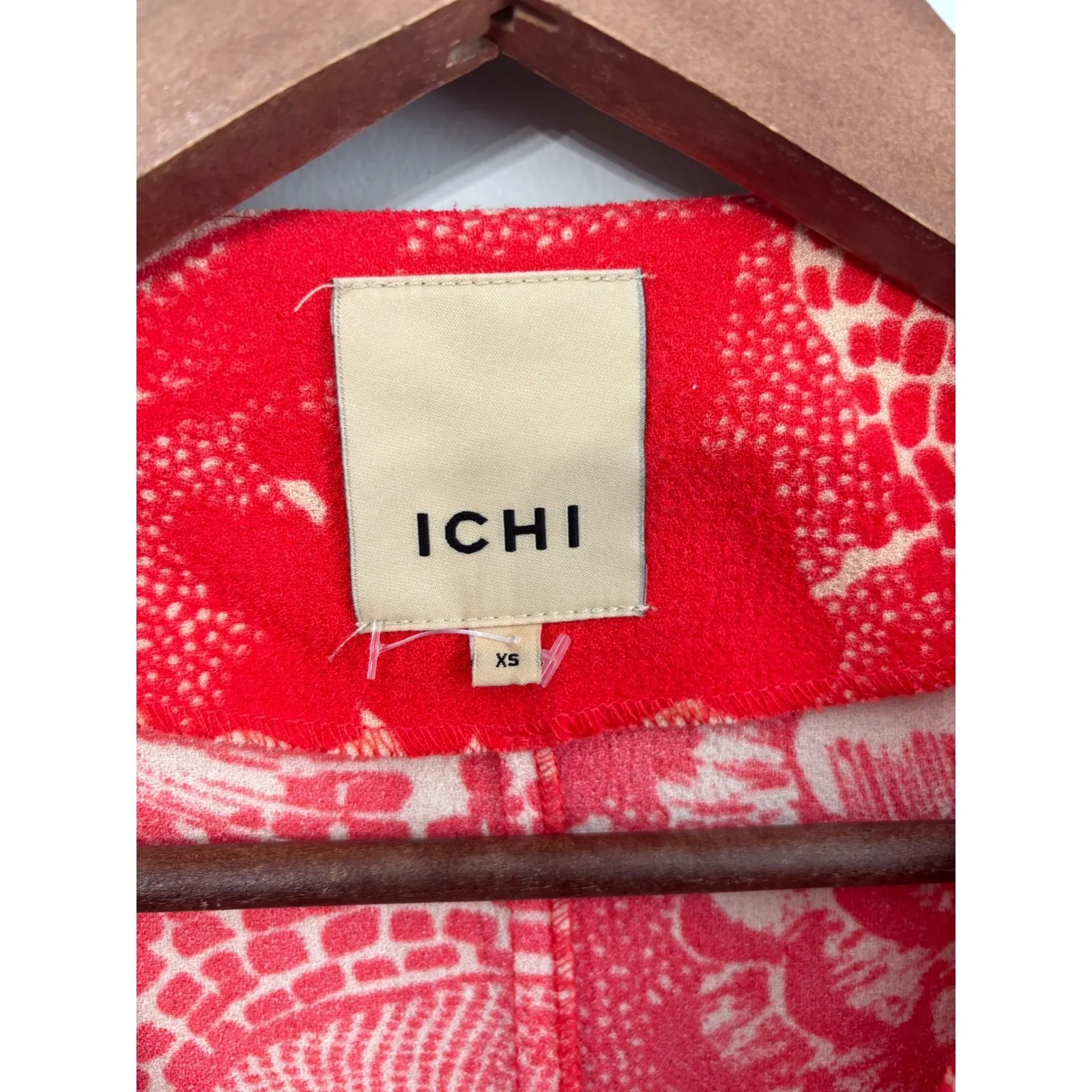 ICHI Dress Size XS Red Floral Print Short Sleeve Shift Summer - Image 2