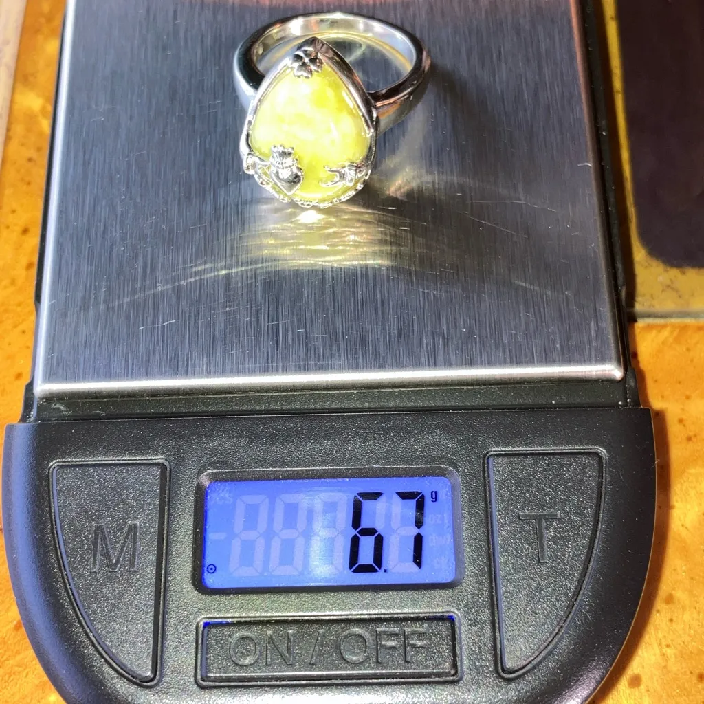 Natural Connemara Marble Sterling Silver Claddagh Ring Size 7 Discounted - Image 9