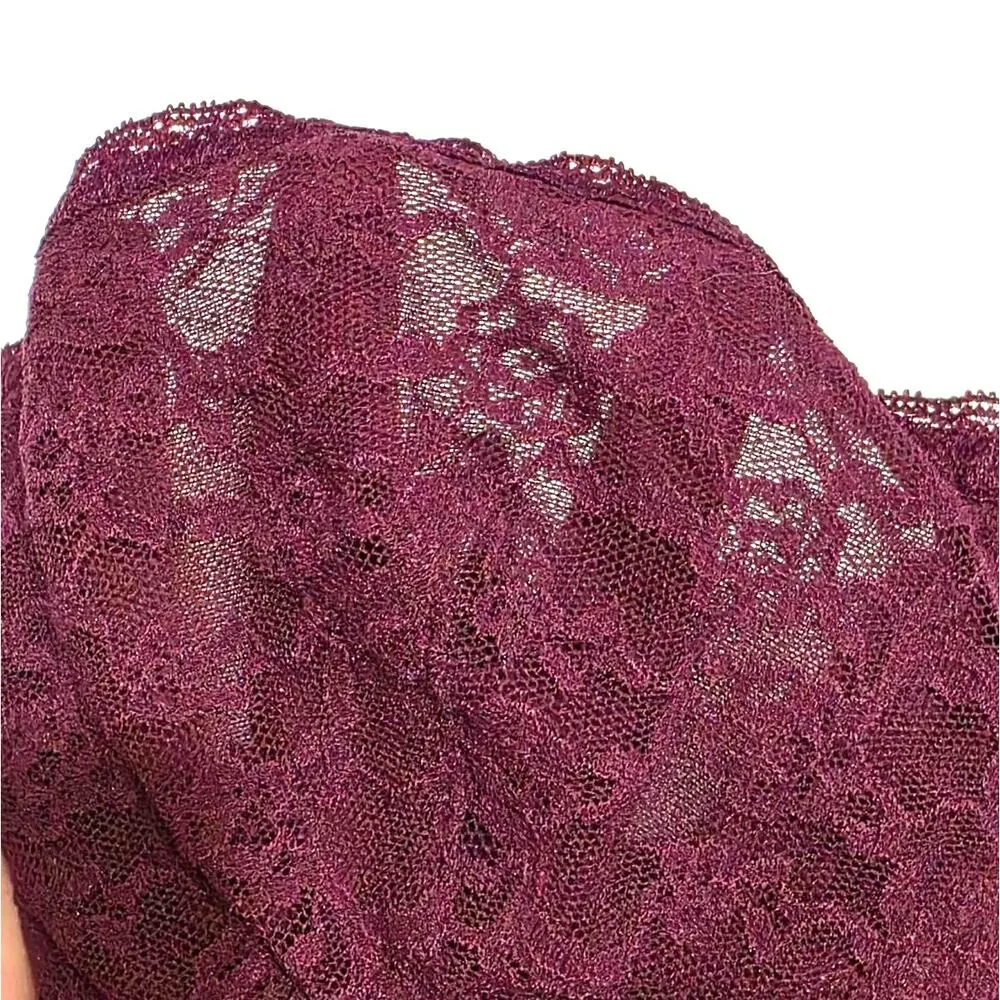VS Victoria's Secret Lace Underwire Strapless Bandeau Bra Burgundy Small NEW - Image 9
