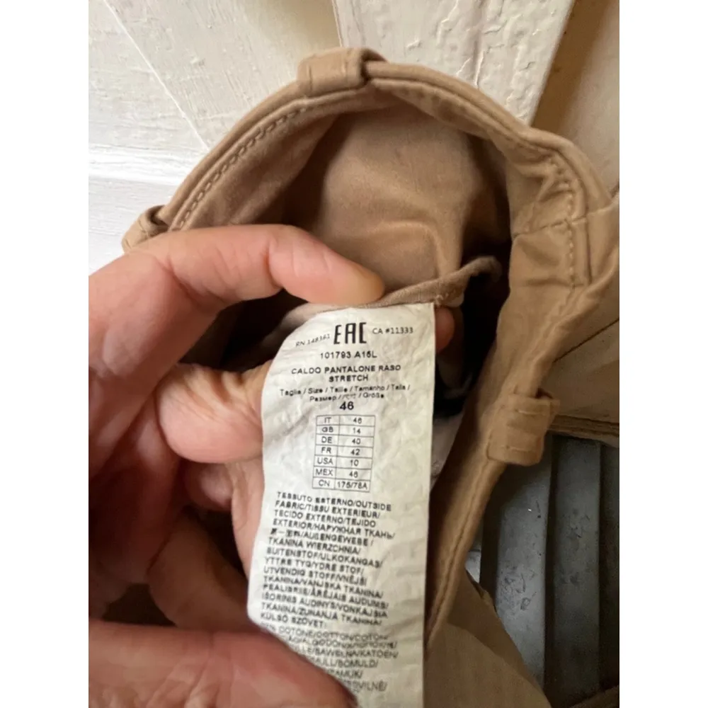 Pinko Denim caldo pantalone raso stretch khaki cotton urban wide leg pants 10 Tan - Image 13