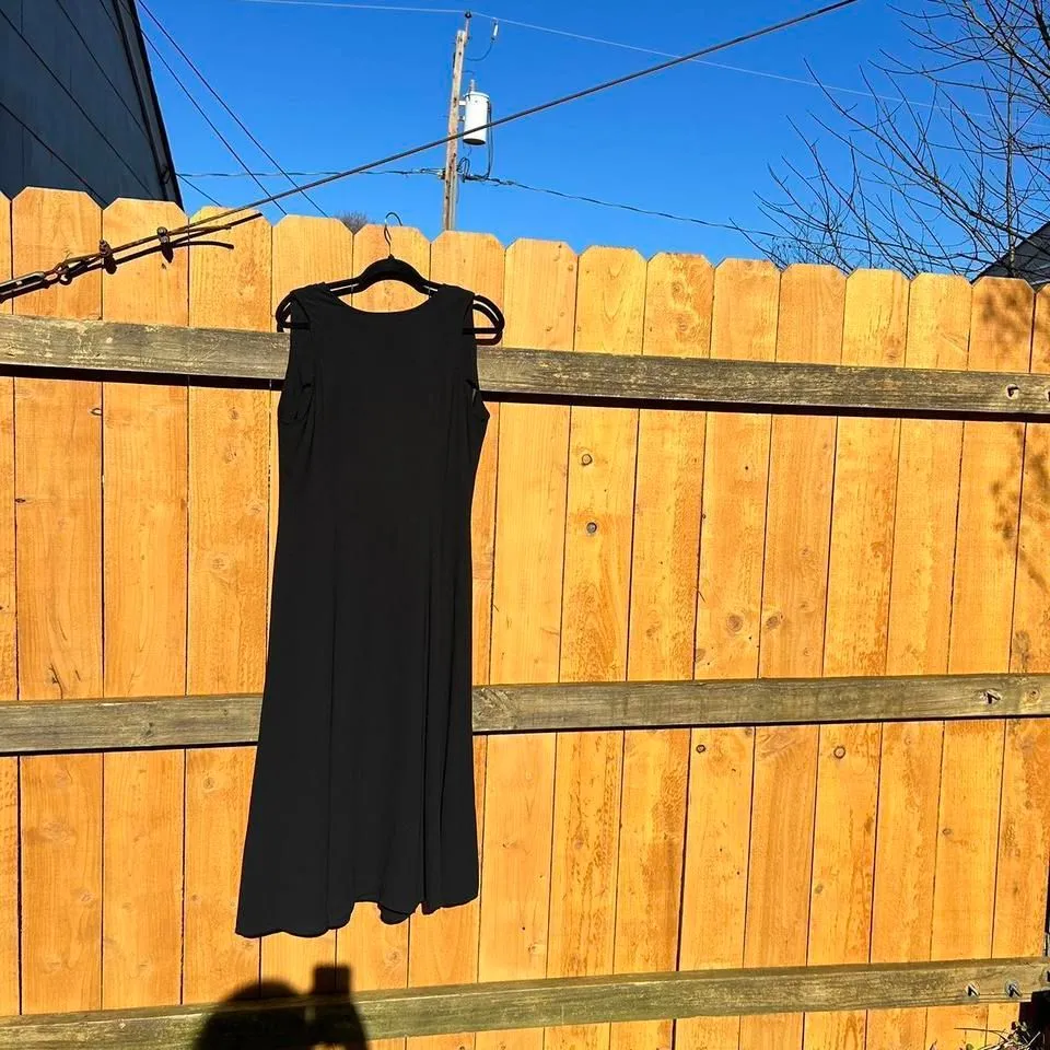 Vintage black wrap dress spring‎ summer date minimalist Size M - Image 5