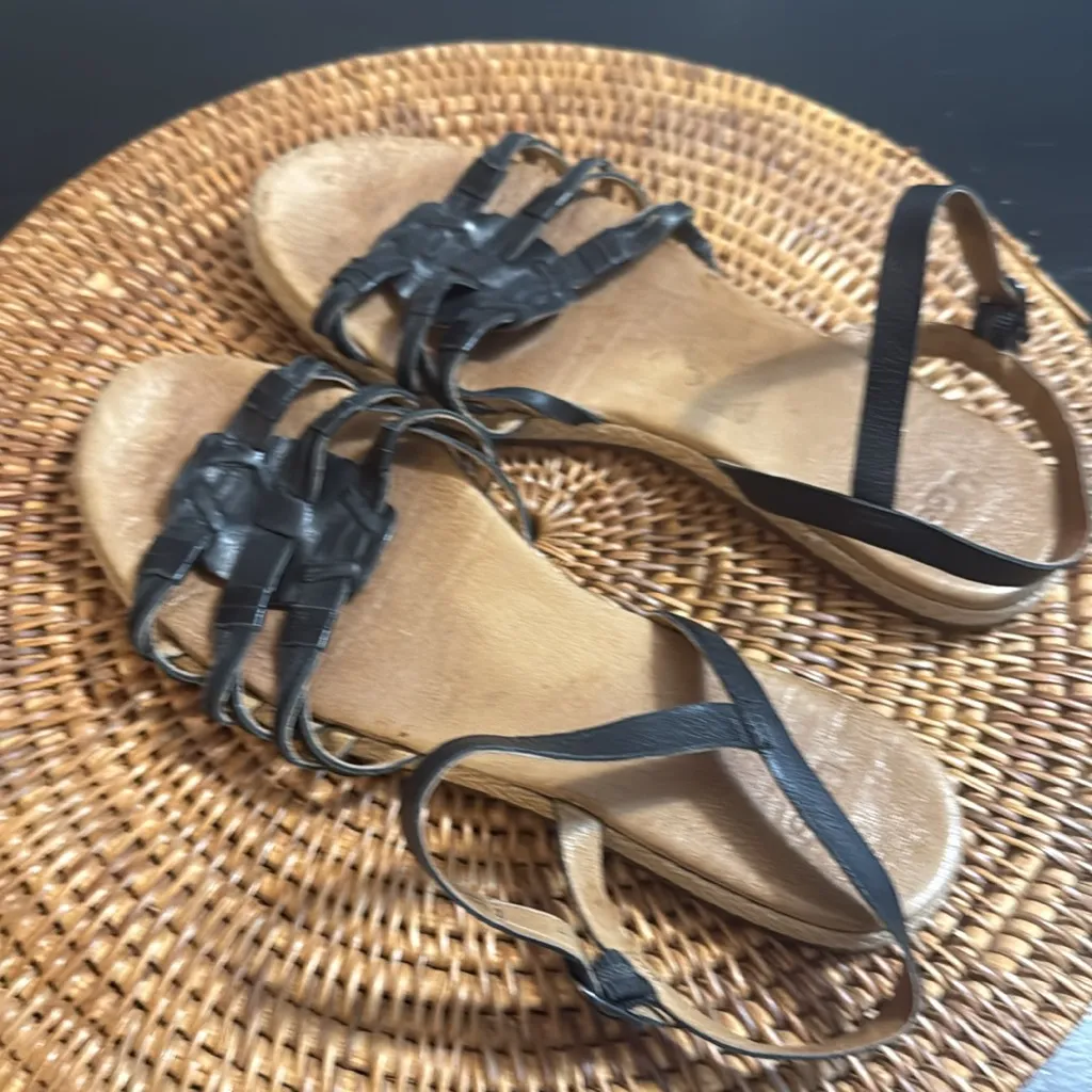 UGG Black Leather Sandals - Image 3