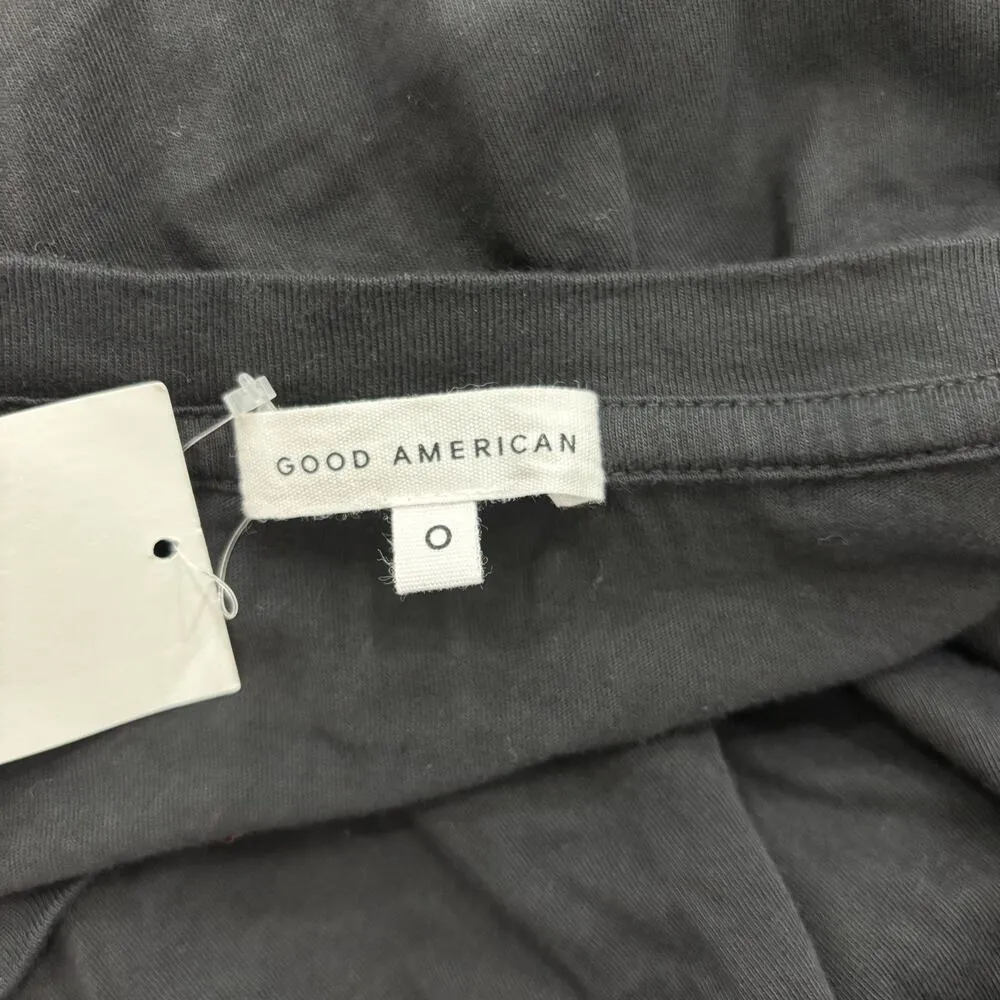 Good American Women’s Size 0 XS Black Jersey V-Neck Tee T-Shirt - Image 3