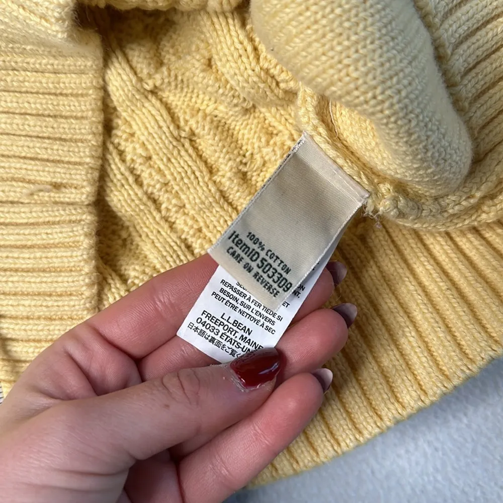 Vintage L.L.Bean Chunky Knit Pullover Sweater Butter Yellow Women’s XS - Image 5