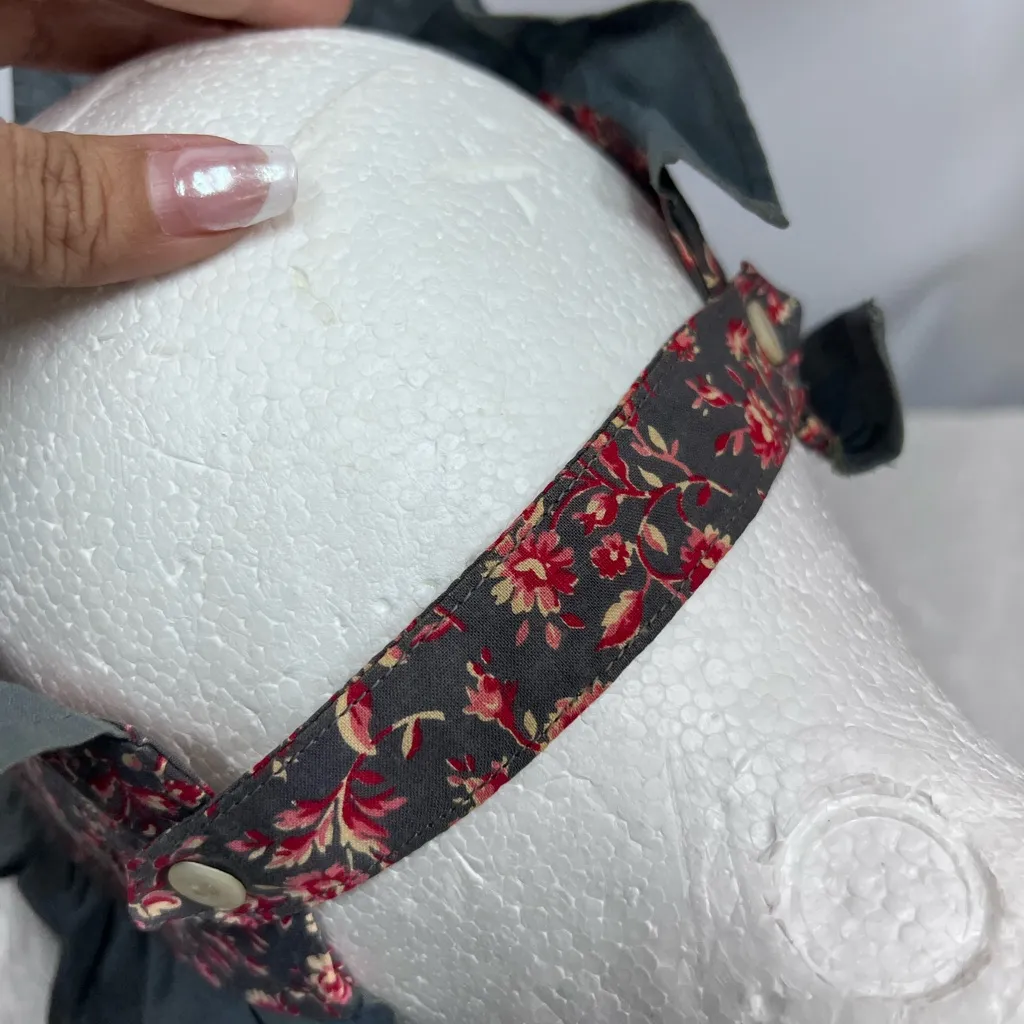 Pioneer Floral Gray Bonnet frontier style country costume pilgrim prairie cap - Image 3