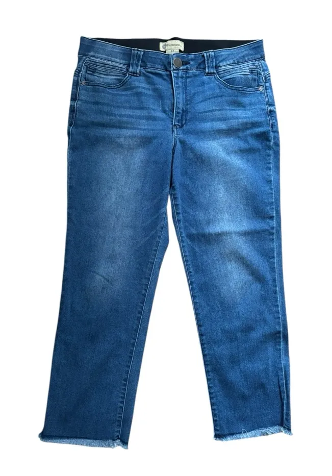 Democracy “Ab” Solution Tech Booty Lift Crop Jean Sz 14 Med Wash Frayed Hem - Image 1
