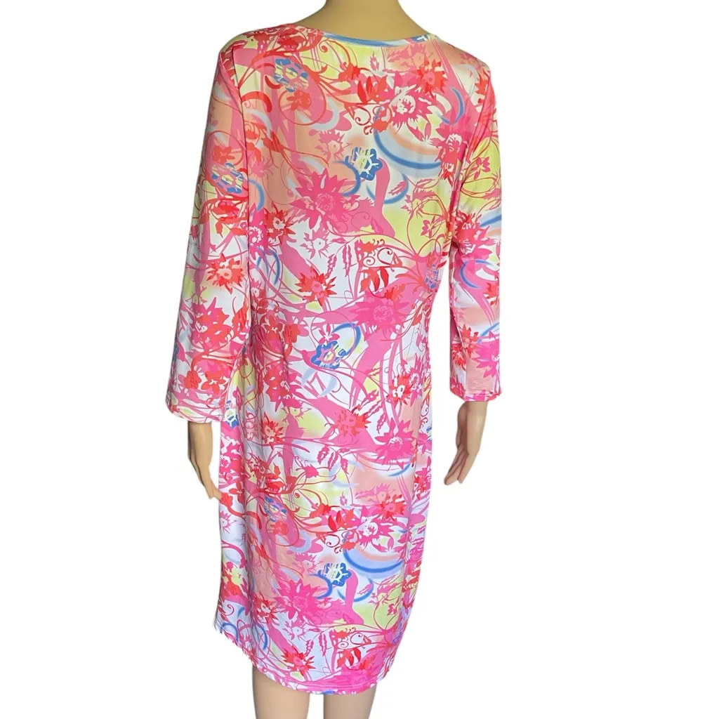 Tango Mango Colorful Floral Women's Dress Pink Size L - Image 3