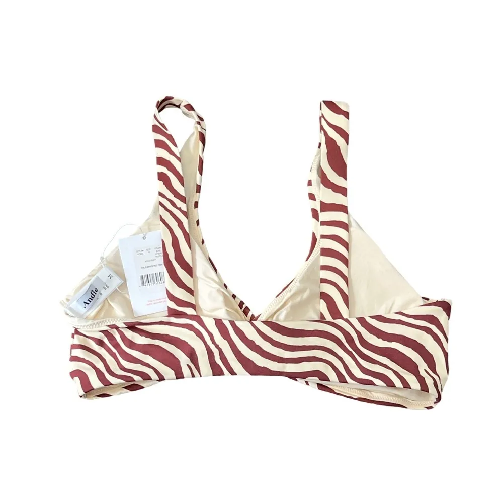 Andie Portofino Bikini Top Size M NWT – Zebra Print Rust & Cream Twist Front - Image 3