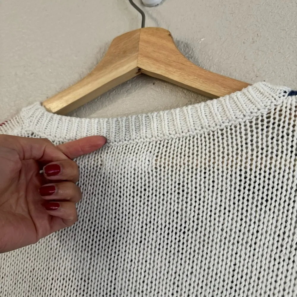 Pull Over Cable Knit American Flag Novelty Sweater Graphic S - Image 11