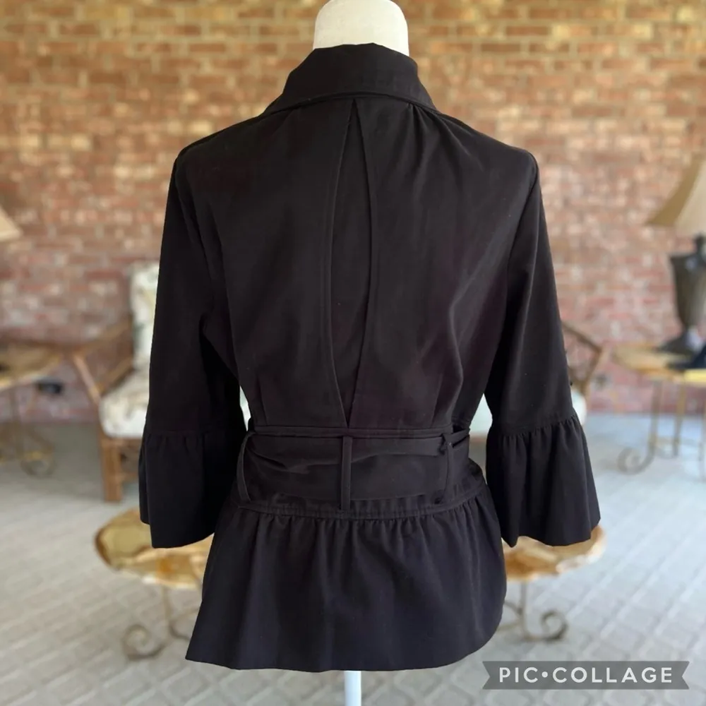 Guess  Jacket M Black Belted Peplum Bell Sleeve Lightweight - Image 8