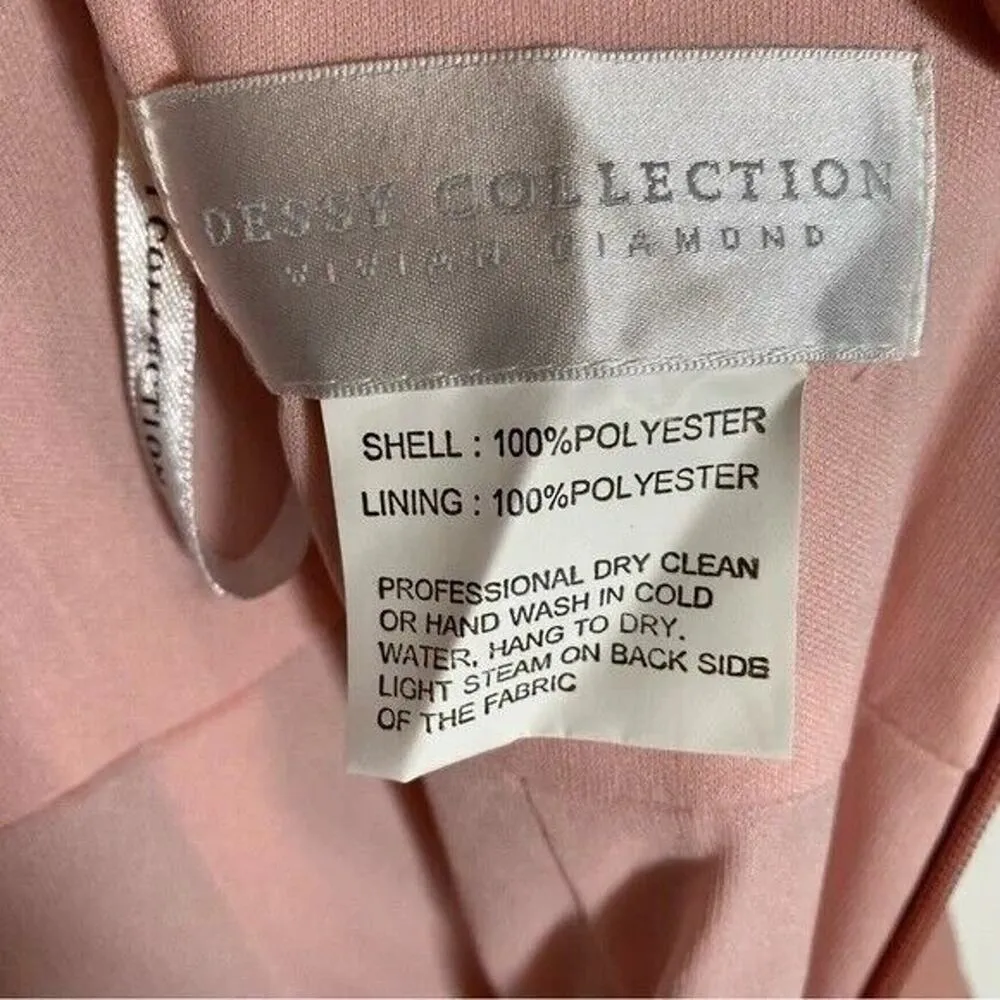 NWT Dessy Collection Diamond Cutout Trumpet Front Slit Gown 6 Desert Rose Pink - Image 9