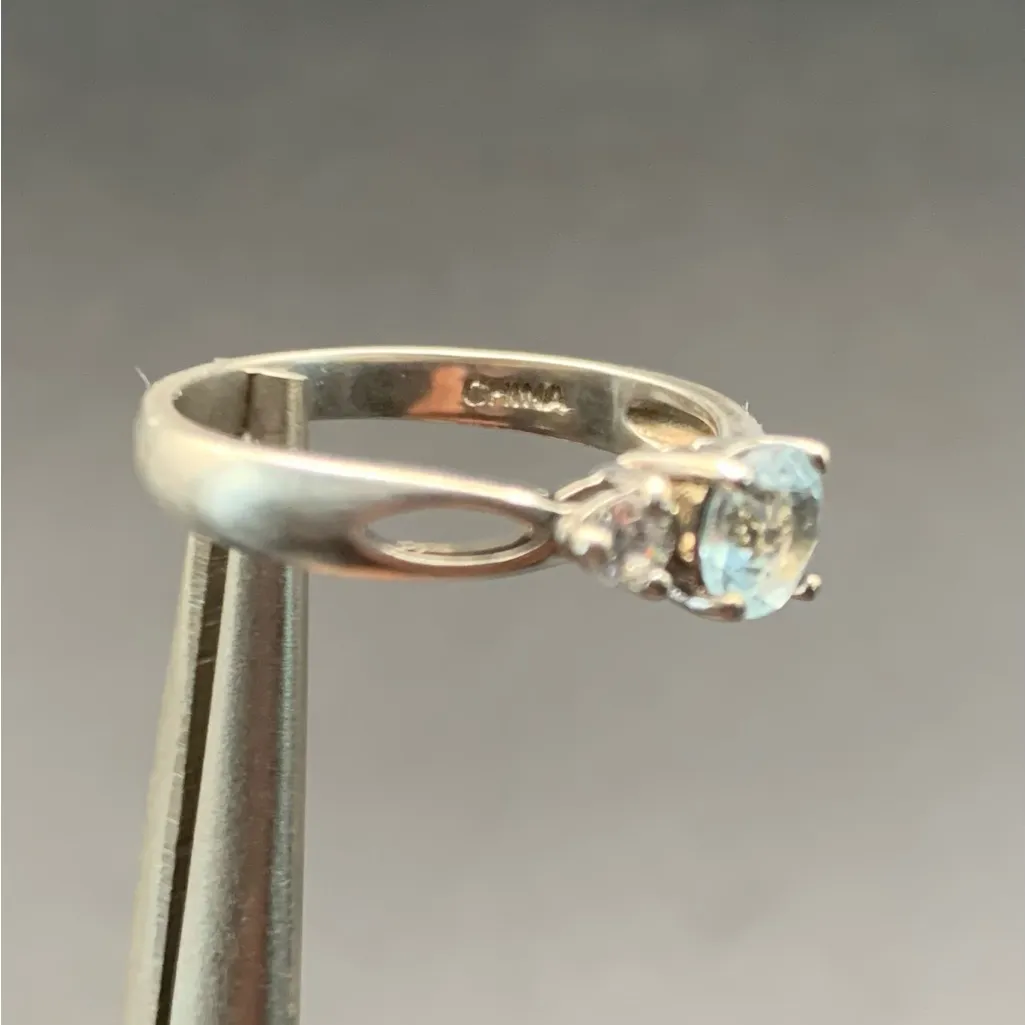 Sterling Silver Round Sky Blue Topaz CZ 3 - Image 4