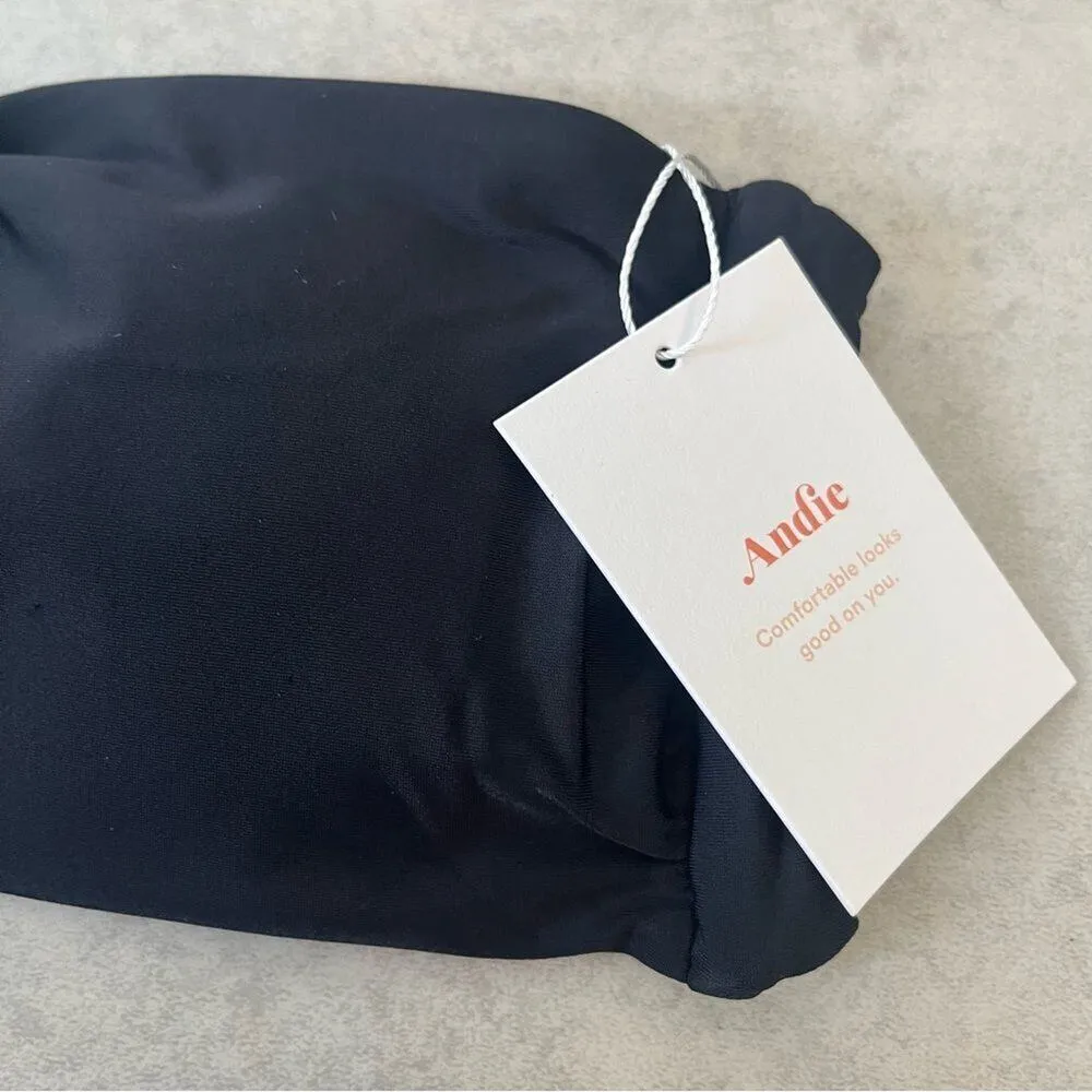 NWT Andie Swim Black Bandeau Bikini Scala Top Strapless XL V Notch Neutral - Image 4