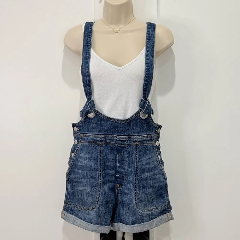 Anthropologie Pilcro Slouchy Denim Overalls Shortalls Size 27 Boho Chic Country - Image 5