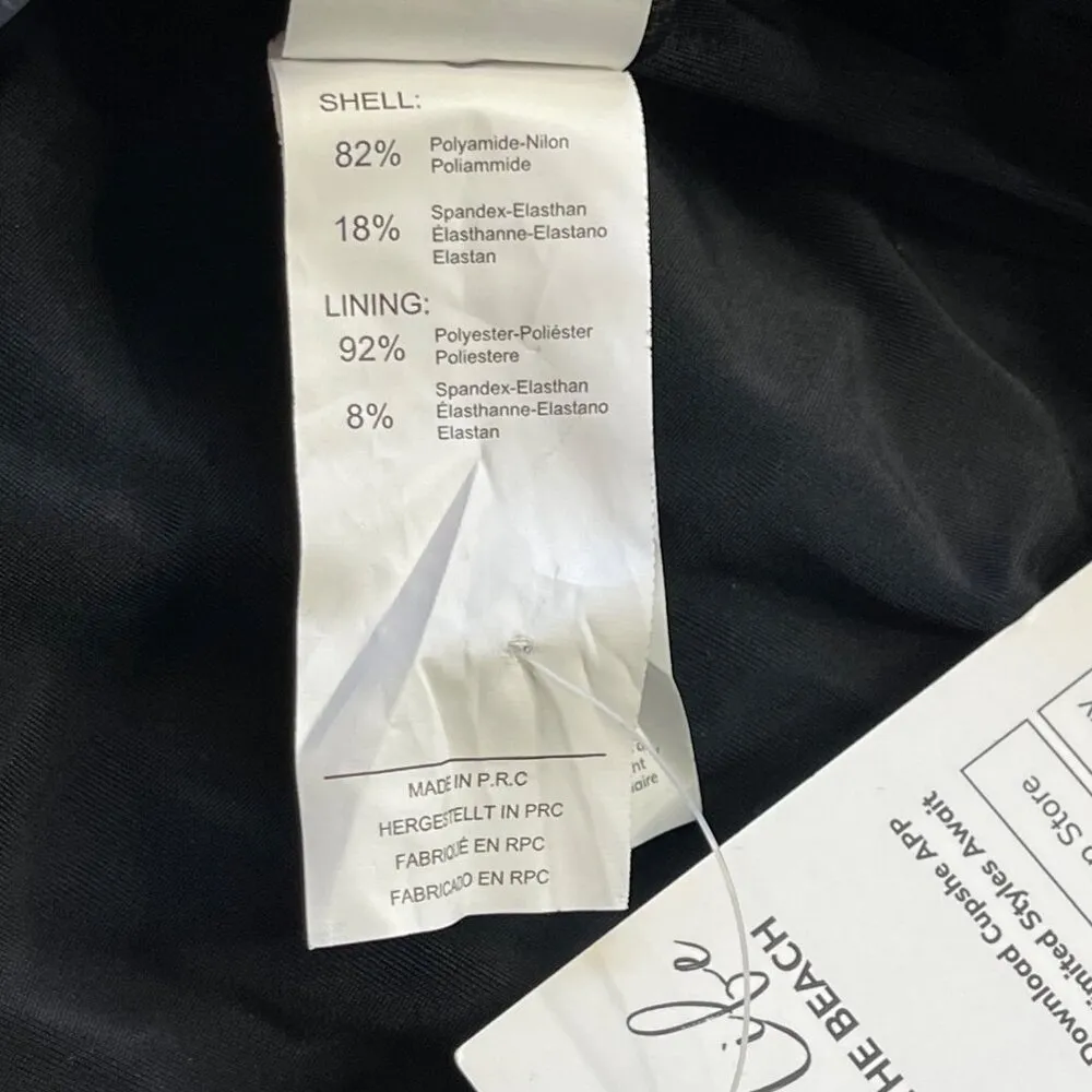 Cupshe One Piece Swimsuit Womens Large V Neck Cutout Back Tie Swimwear Black NEW - Image 10